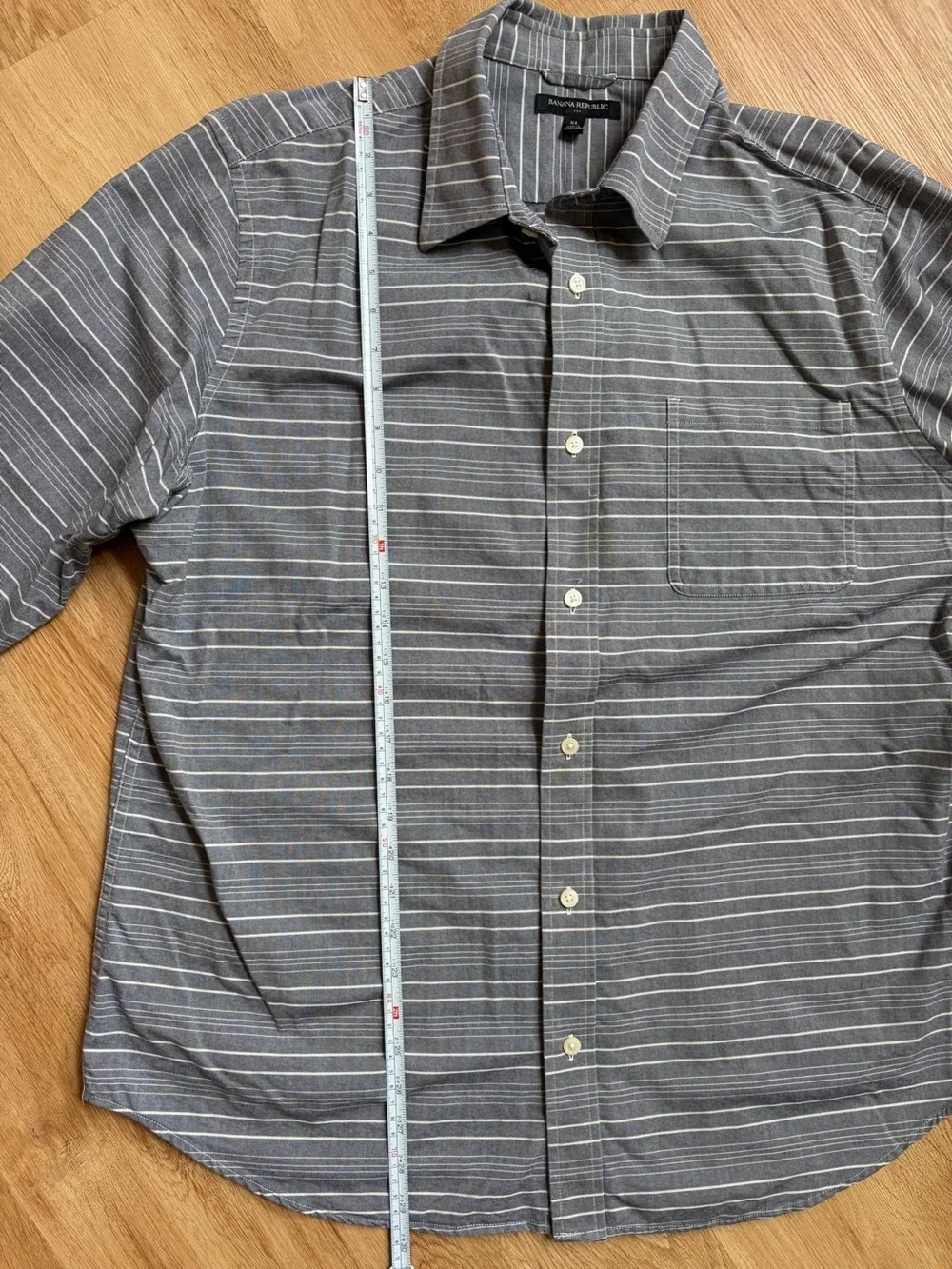 Banana Republic Gray White Striped Long-Sleeve Button Up Dress Shirt XL